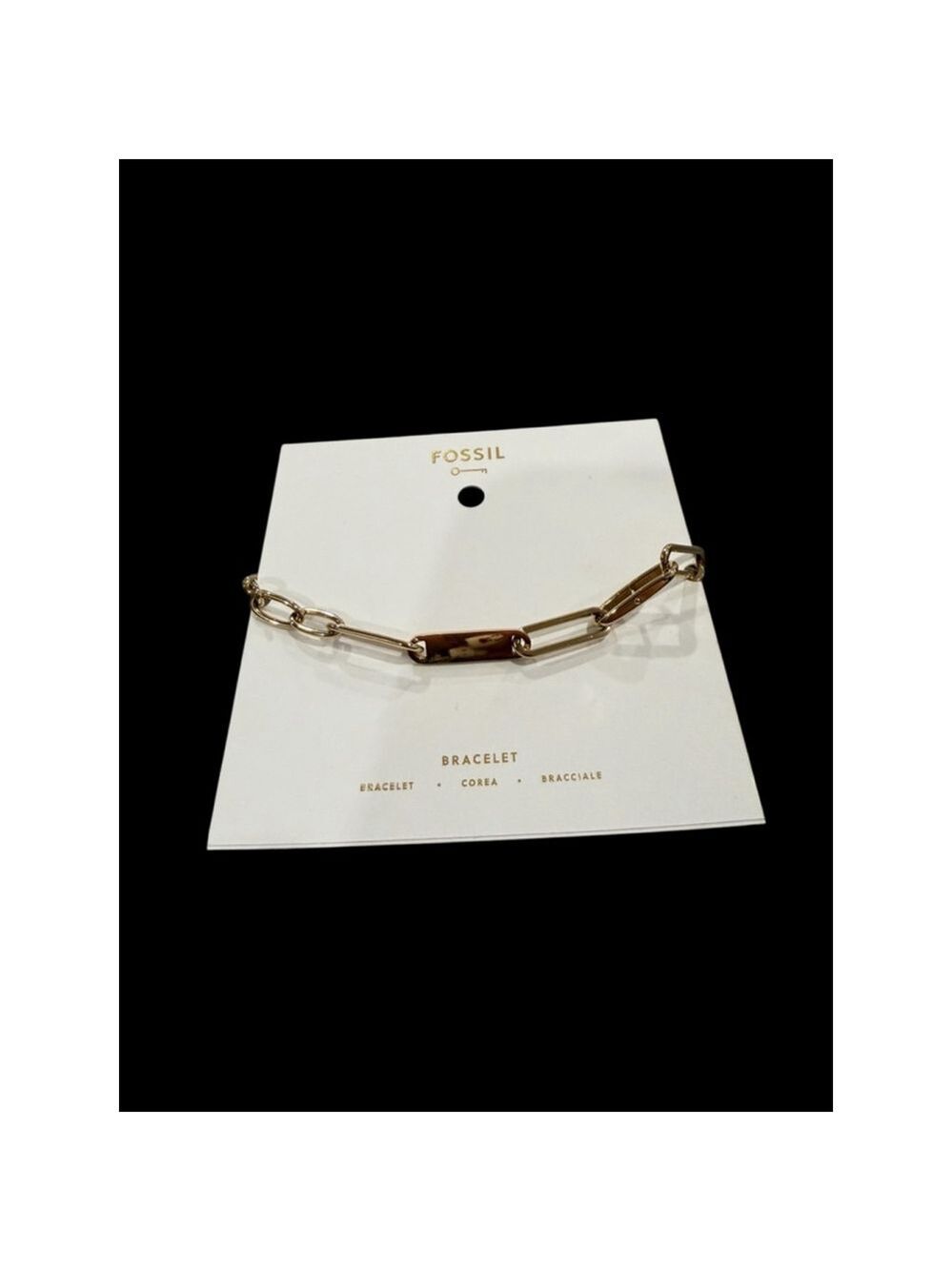 NWT Fossil Paperclip Link Bracelet Gold-Tone | Size OS | JAB54AST21
